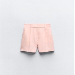 ZARA HIGH RISE LINEN BLEND SHORTS MEDIUM PINK